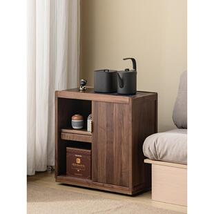 北美黑胡桃木可移动茶水柜烧水壶一体家用客厅茶几茶台小茶桌边几