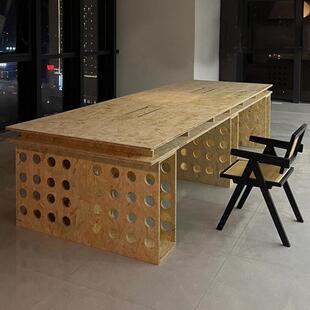 创意欧松板职员工位桌简约工作室会议桌办公室电脑桌工作台写字桌