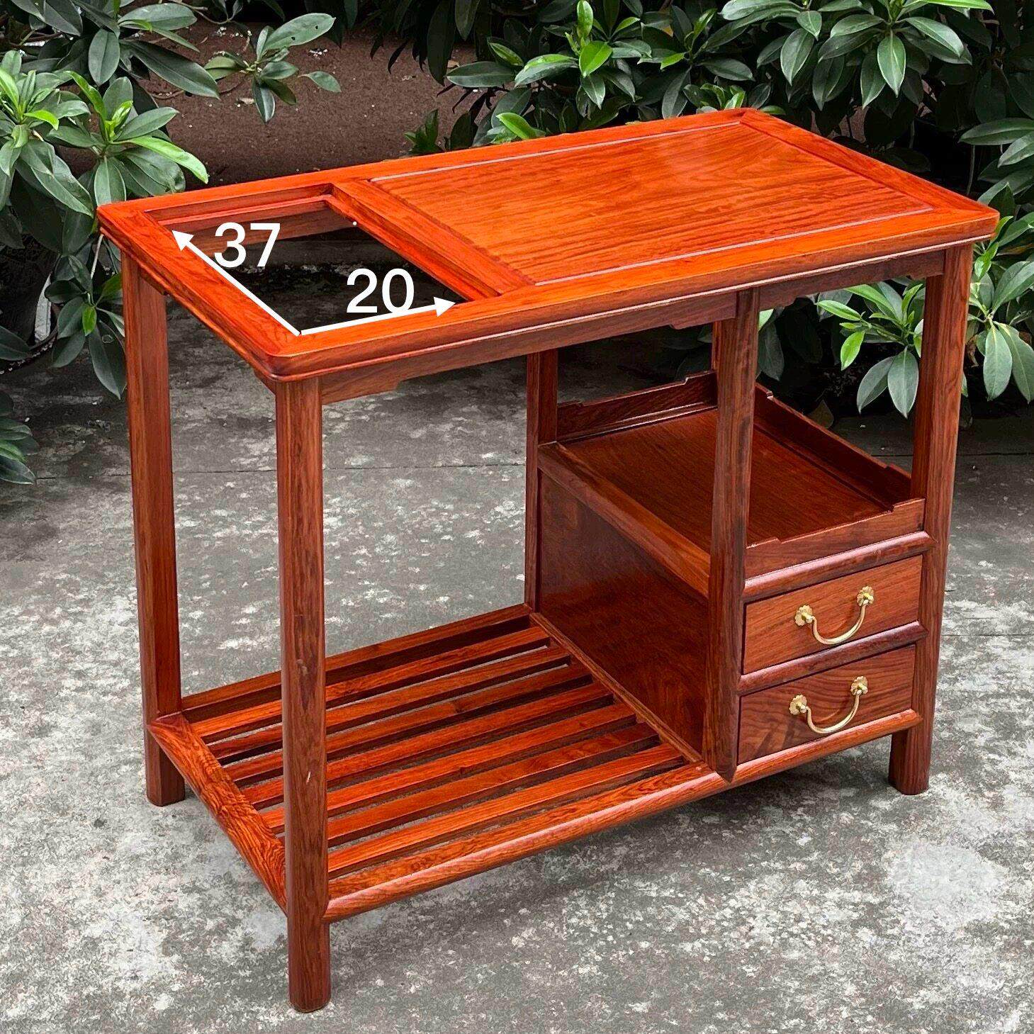 红木缅甸花梨木茶桌茶台小茶几沙发边桌大果紫檀中式实木茶水柜架