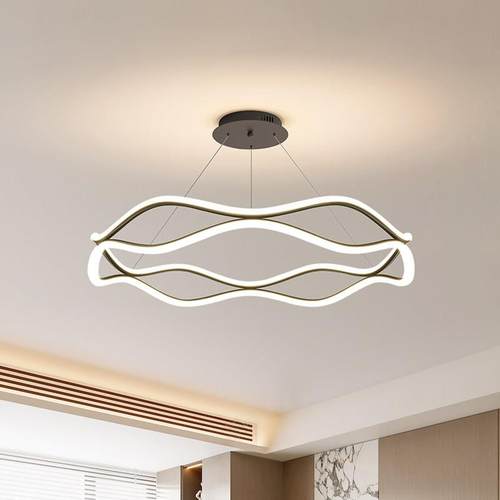 意大利客厅吊灯现代简约卧室轻奢圆环形波浪吊灯北欧创意餐厅灯具