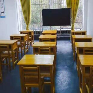 双人简易经济 高档中小学生实木课桌椅家用培训班辅导班写字桌套装