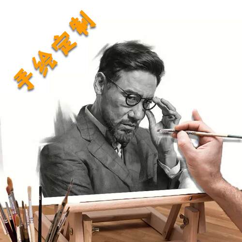 手绘画定制素描手工绘制创意画手工素描摆台装饰画艺术画立体画