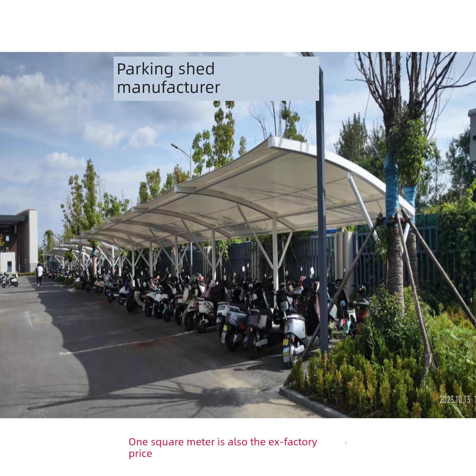 厂家小区物业工厂户外膜结构电动车电瓶车停车棚充电桩遮阳挡雨棚