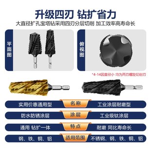 高硬度新款 金属不锈钢扩孔专用钻头 分体宝塔钻头 四刃塔型开孔器