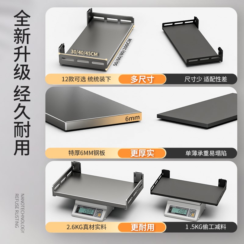 枪灰厨房微波炉架子置物架壁挂式多功能收纳免打孔上墙支架放烤箱