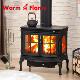 民宿别墅自建房商铺家用燃木壁炉独立式 三面观火铸铁火炉工厂直供