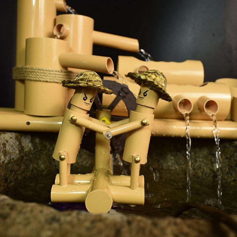 小人推拉 PVC流水摆件养鱼缸水循环水缸圆缸过滤器装饰造景流水器