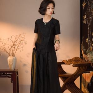 27姆米桑蚕丝系带收腰短袖t恤女
