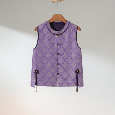 西子双面穿新中式幻金紫色马甲女