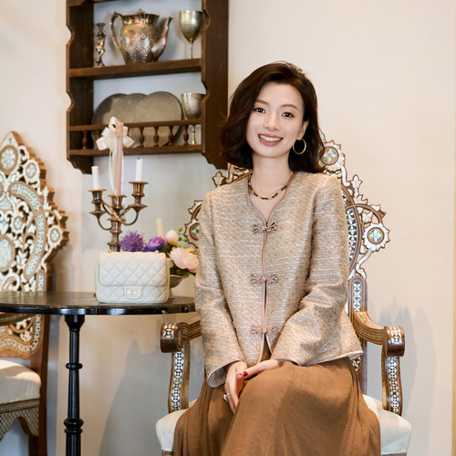 长绒棉人丝带子纱盘扣小香风外套