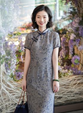 西子/【青黛】新中式斜襟盘扣立领气质改良旗袍连衣裙女/QPBH261