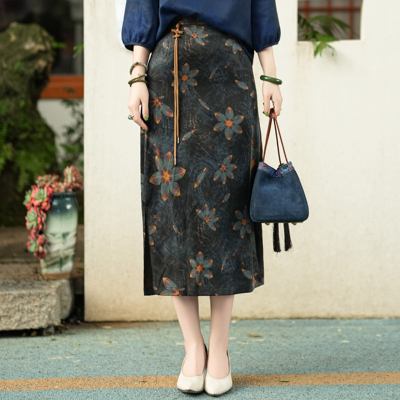 25姆米桑蚕丝印花A字半身裙女装