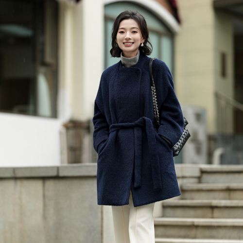 西子羊毛混纺极简百搭毛呢大衣女