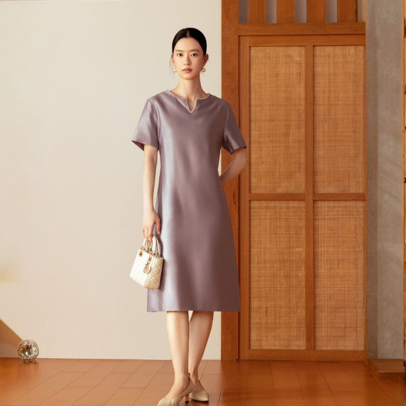 西子/【雾紫千金】高级感轻奢丝毛小香风紫色连衣裙女装/CQTJ333