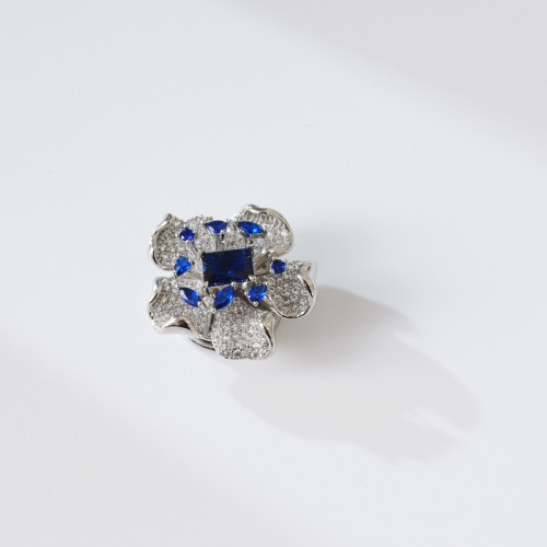 西子/【蓝花】铜镀金锆石镶嵌吸铁石不伤衣物胸针/KX0250