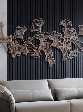 客厅金属壁饰卧室墙壁挂饰银杏叶壁饰墙面装饰品铁艺挂件墙上床头