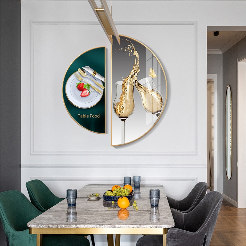 轻奢风酒杯饭厅餐具背景墙装饰画厨房墙面挂画现代简约半圆形定做图片