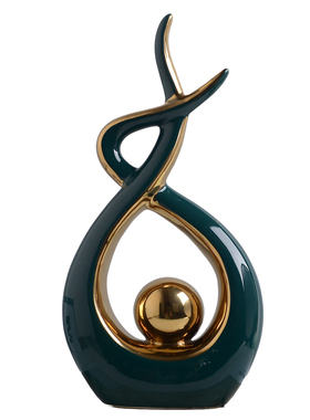 轻奢简约客厅电视柜酒柜摆件绿金家居陶瓷装饰品轻奢软装工艺品