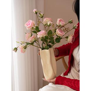 花瓶装饰客厅插花陶瓷高端法式风格的风格艺术水培花玫瑰创意装饰