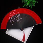 中式 丝绸折扇古典旗袍走秀舞蹈古风折扇汉代轻便易开易合流苏