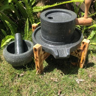 家用石磨青石小石磨家用磨盘商用手动手摇石臼磨手动豆浆机米粉机