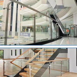 钢化玻璃护栏楼梯扶手不锈钢立柱农村自建房室内家用自装阳台栏杆