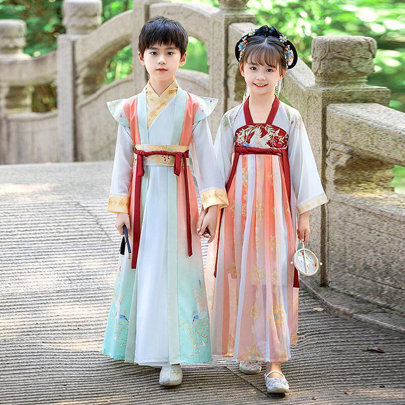 汉服男童女童儿童古装国学春季古风帅气少爷唐装演出服2025春秋款