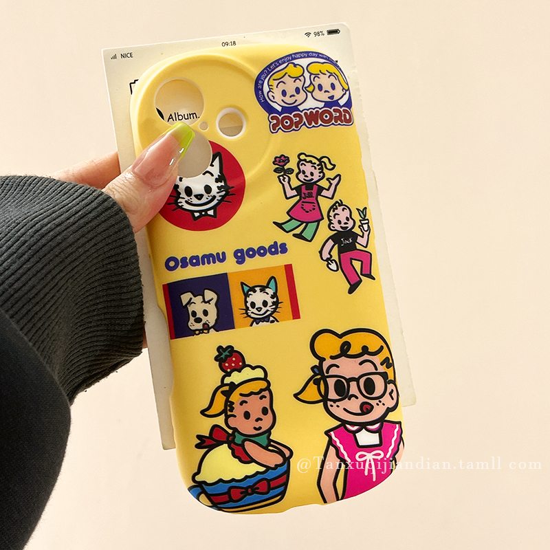可爱卡通原田治少女心适用苹果16promax手机壳iphone15pro新款13小众14promax硅胶14趣味15网红16pro创意全包