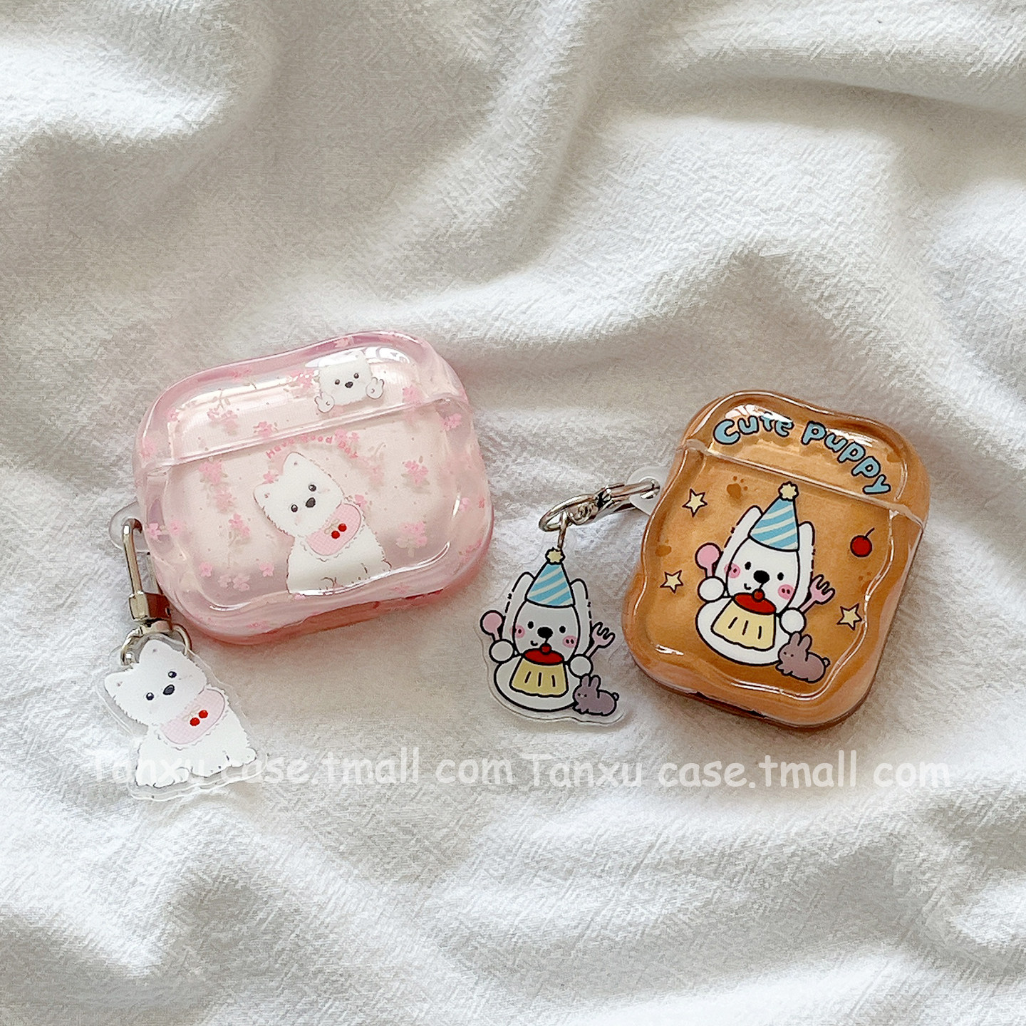 可爱卡通碎花甜品小狗情侣适用苹果Airpodspro3保护套苹果蓝牙无线1/2代新三代AirPods4代airpodpro2耳机壳女