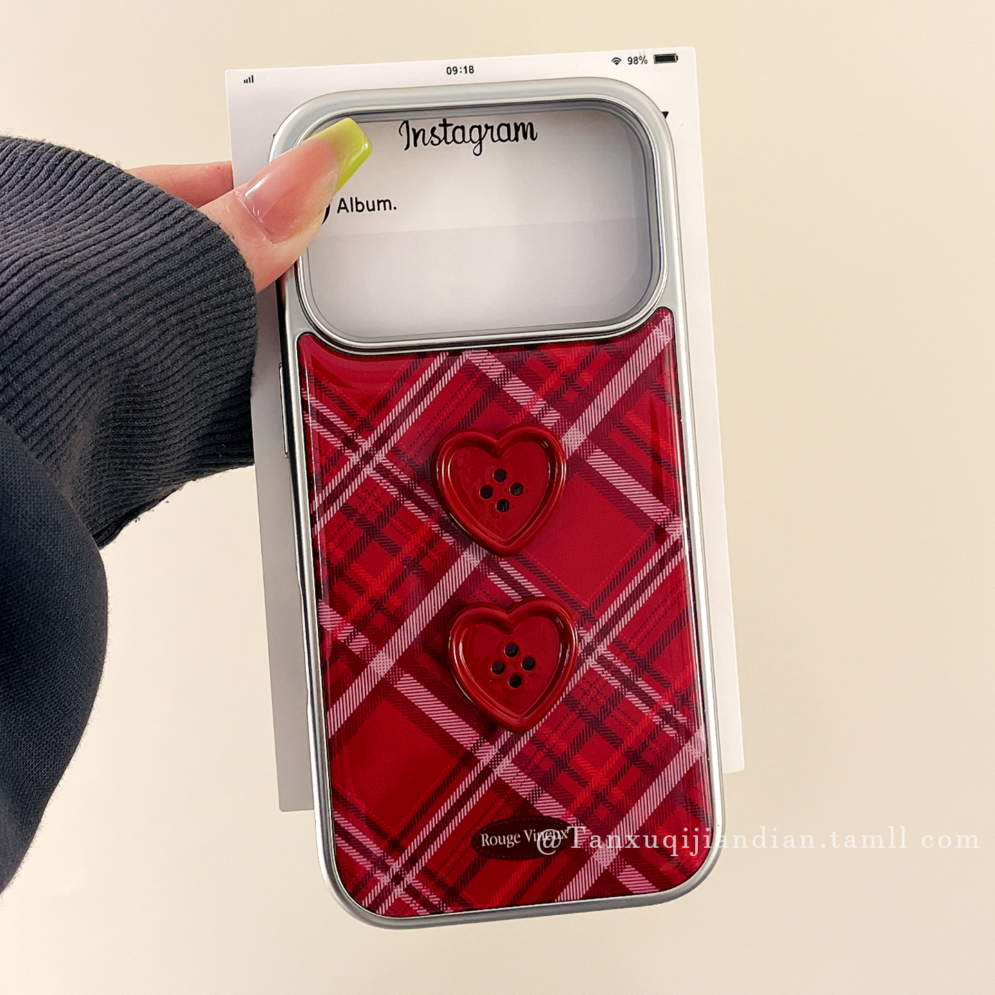 菱格立体纽扣适用苹果手机壳