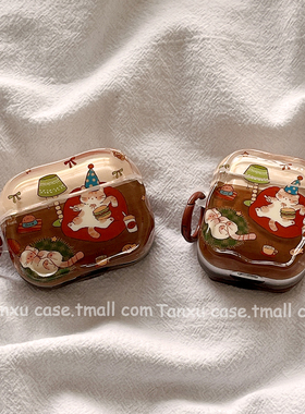 复古可爱卡通涂鸦猫咪插画适用苹果Airpodspro3保护套苹果蓝牙无线1/2代新三代AirPods4代airpodpro2耳机壳女