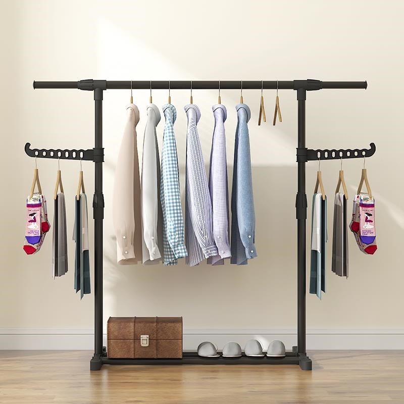 晾衣架落地挂衣架折叠宿舍家用简易凉衣杆卧室阳台单杆式晒衣架子