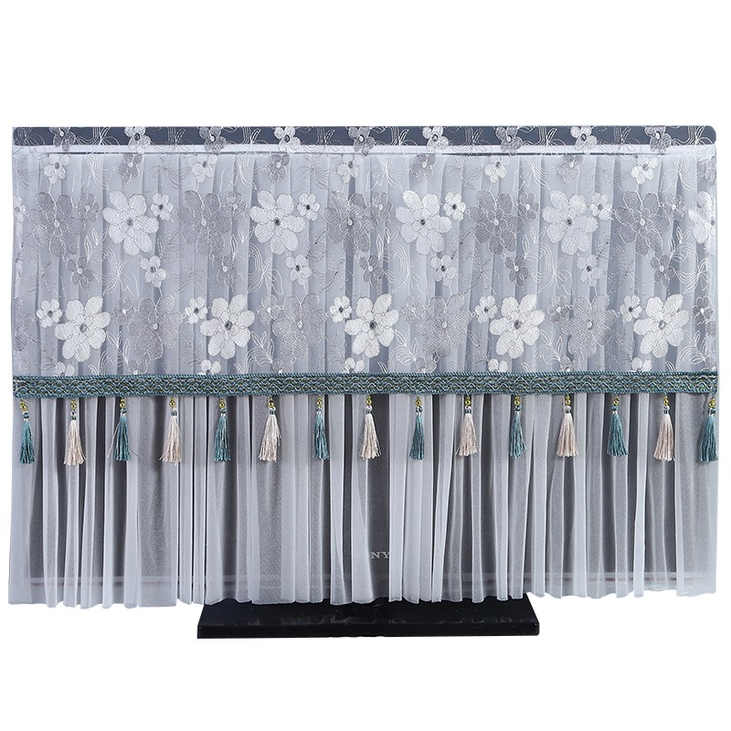 新款液晶电视机防尘罩65寸75寸50电视机罩套蕾丝盖巾布艺开机不取