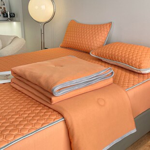 纯色简约床笠款乳胶凉席夏被四件套夏季凉感丝可水洗空调被子