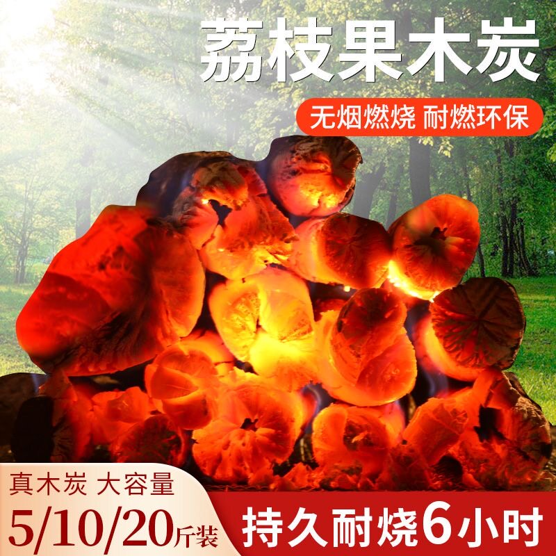 荔枝果木炭烧烤木炭家用碳块烧烤碳专用室内纯木炭围炉煮茶无烟