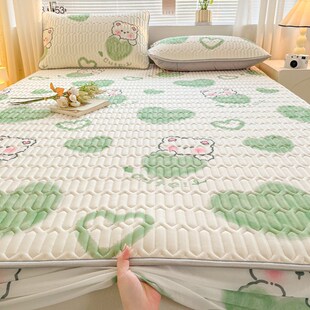 a类乳胶凉席床笠款三件套小清新凉感丝加厚冰丝凉席夏凉被四件套~