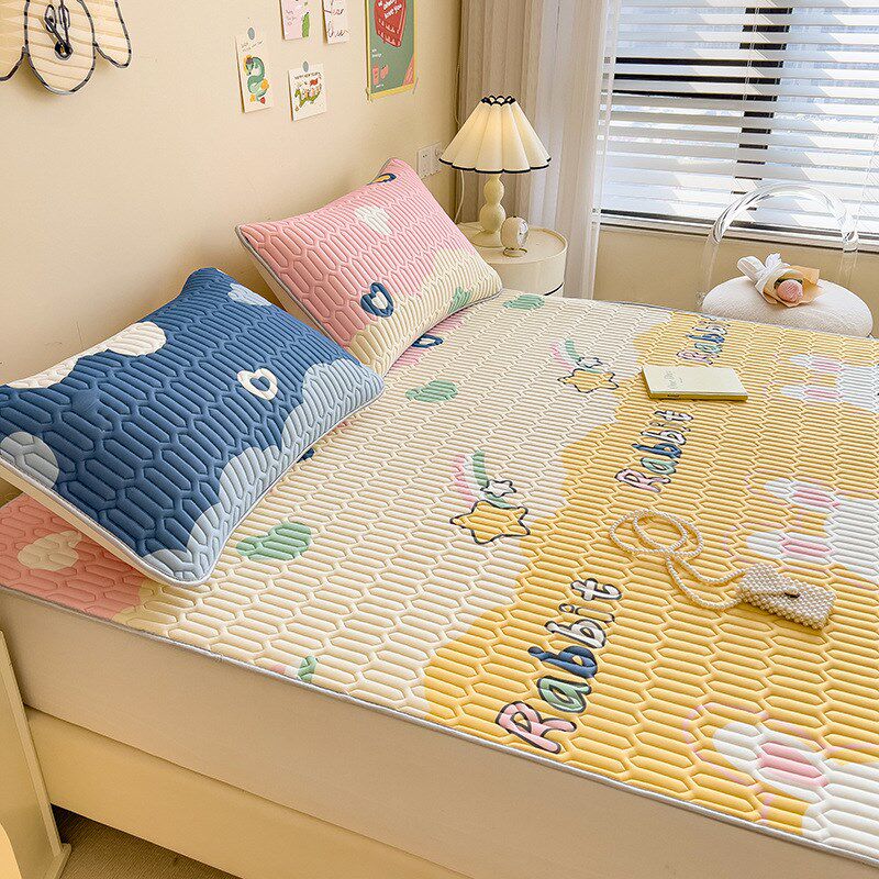 夏季A类冰丝乳胶凉席三件套床垫保护罩软席子全包防滑可水洗