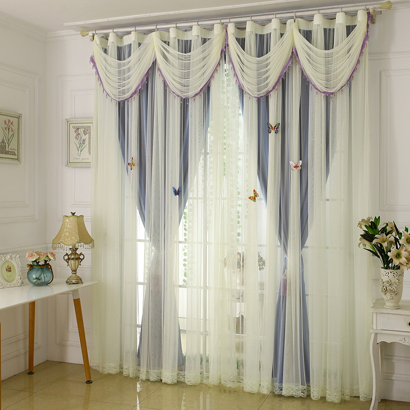 欧式定制窗帘成品客厅卧室纯色纱帘落地窗遮阳全遮光布隔热公主风