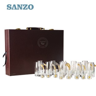 中式 酒具套装 精美礼品十壶十杯送礼家用金箔简约分酒器皮具礼盒装