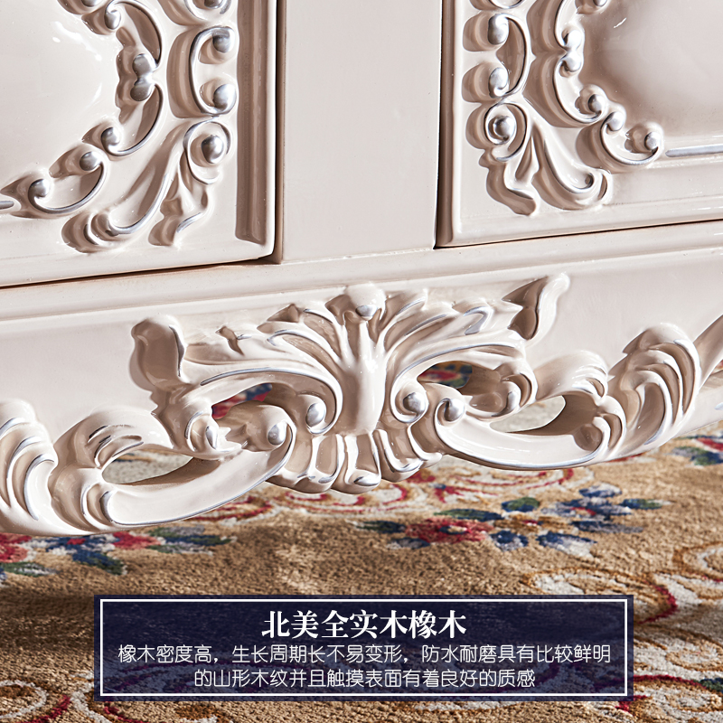 欧式茶几 客厅大理石面茶几豪华全实木雕花别墅茶台茶桌 美式茶几