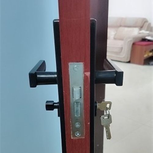 实木门锁老式门把手小锁黑色门锁家用静音黑色简约卧室房门锁