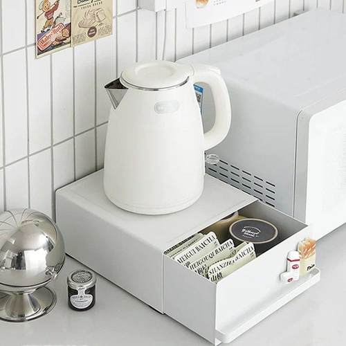 台面咖啡机置物架茶包吧台桌面储物架水杯厨房收纳架带抽屉铁艺架