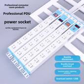 Pdu机柜电源插座8位双接控制防雷器防雷过载保护计算机排线板定制