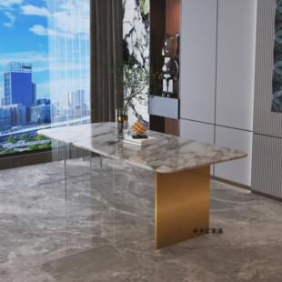 岩板不锈钢桌腿半悬浮压克力办公桌子腿大理石金属底座餐桌脚支架