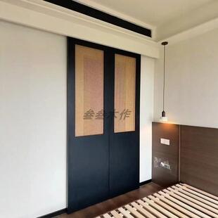 衣柜门定制藤编门衣橱推拉折叠门隐形门卧室隔断门鞋柜实木拉门