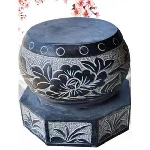 大门口两侧方形石材石凳青石方柱墩底座长方形石头墩子柱墩石柱脚