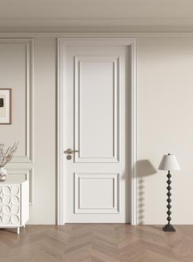 木以木作实木门覆合烤漆卧室房间客厅轻法式暖白色室内覆古平开门