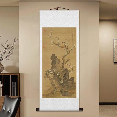 陈鸿祎梅花山鸟画卷挂画新中国花鸟装饰画客厅书房茶室入口壁画