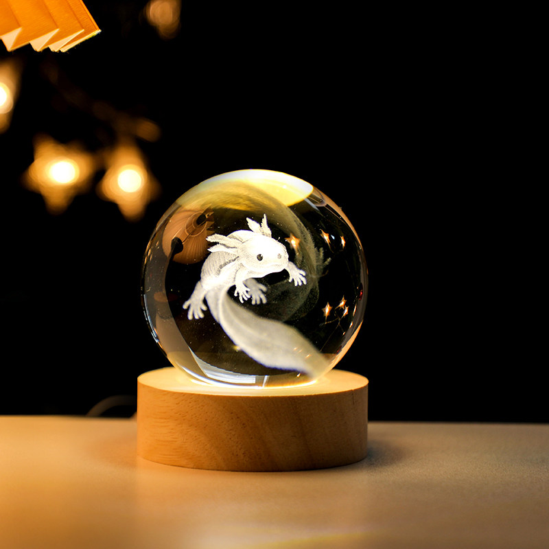 发光水晶球小夜灯桌面摆件创意海豚蝾螈玻璃球装饰情人节生日礼物,家居饰品,装饰摆件,淘宝优惠券,粉丝福利购,淘宝优惠卷