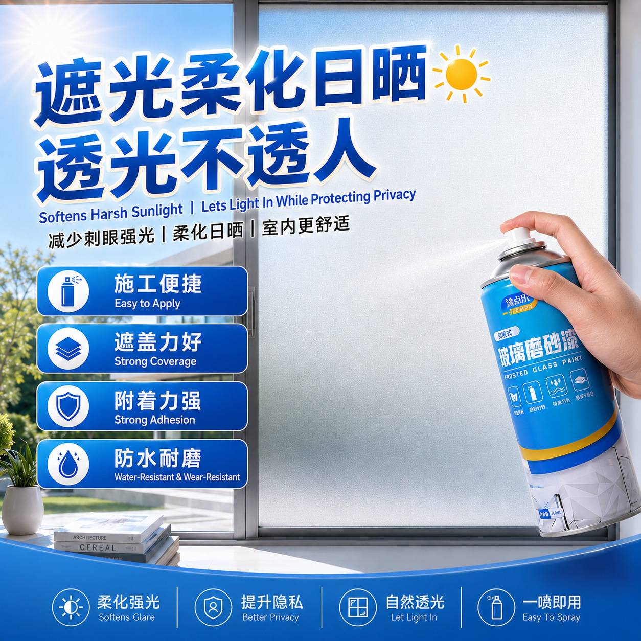 水性玻璃磨砂漆防窥透光办公室